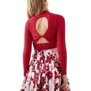 Aje Delphine Back Twist Knit Top Red
